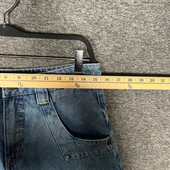 Y2K Baggy Jorts ALAB Mens Deep Pockets Skate Short Embroidered Star Graphic Blue - Picture 4 of 13